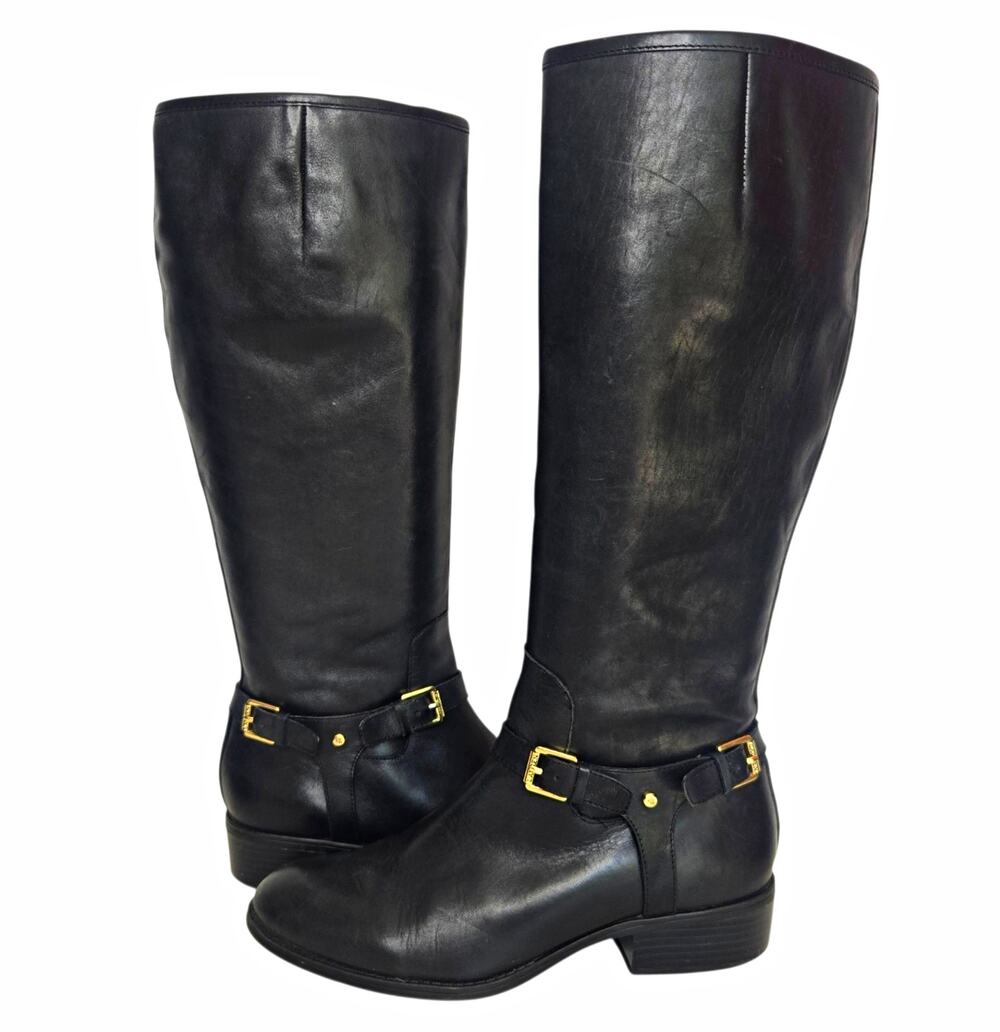 Lauren Ralph Lauren Womens Equestrian Riding Boots Old Money Black Buckle Size 9